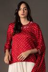 Buy_Twenty Nine_Red Gajji Silk Round Asymmetric Bandhani Top_Online_at_Aza_Fashions