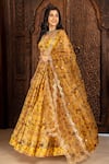 Inara Jaipur_Yellow Lehenga And Blouse Chanderi Dupatta Pure Organza Print & Embroidery Set _Online_at_Aza_Fashions