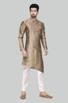 Buy_Arihant Rai Sinha_Brown Dupion Silk Asymmetric Kurta Set _at_Aza_Fashions