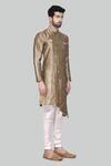 Arihant Rai Sinha_Brown Asymmetric Silk Kurta Set_Online_at_Aza_Fashions