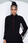 Pocketful Of Cherrie_Black 100% Viscose Plain Spread Collar Full Sleeve Shirt  _Online_at_Aza_Fashions