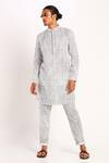 Buy_Son of A Noble Snob_White Linen Printed Short Kurta And Pant Set For Men_at_Aza_Fashions