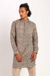 Buy_Son of A Noble Snob_Beige Linen Printed Short Kurta For Men_at_Aza_Fashions