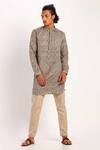 Buy_Son of A Noble Snob_Beige Linen Printed Short Kurta For Men_Online_at_Aza_Fashions