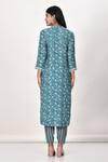 Shop_Khwaab by Sanjana Lakhani_Blue Cotton Silk Paisley Print Kurta And Pant Set_at_Aza_Fashions