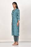 Buy_Khwaab by Sanjana Lakhani_Blue Cotton Silk Paisley Print Kurta And Pant Set_Online_at_Aza_Fashions