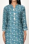 Shop_Khwaab by Sanjana Lakhani_Blue Cotton Silk Paisley Print Kurta And Pant Set_Online_at_Aza_Fashions