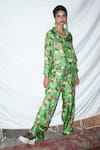 Anamika Khanna_Green Silk Printed Shirt And Pant Set_Online_at_Aza_Fashions