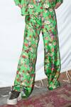 Shop_Anamika Khanna_Green Silk Printed Shirt And Pant Set_Online_at_Aza_Fashions