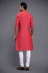 Shop_Raghavendra Rathore Jodhpur_Pink Silk Embroidery Thread Kurta_at_Aza_Fashions