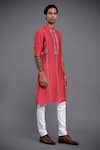 Raghavendra Rathore Jodhpur_Pink Silk Embroidery Thread Kurta_Online_at_Aza_Fashions