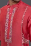 Shop_Raghavendra Rathore Jodhpur_Pink Silk Embroidery Thread Kurta_Online_at_Aza_Fashions