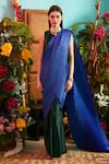 Shop_Tasuvure Indes_Blue Rich Pleated Fabric Round Saree Gown _at_Aza_Fashions