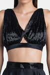 431-88 by Shweta Kapur_Black Net Embroidered Cut Dana Work Deep V Neck Sia Top _Online_at_Aza_Fashions