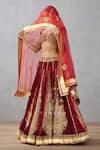 Buy_Torani_Red Lehenga And Blouse Silk Velvet Embroidered Dori Sindoori Dhwani Bridal Set _Online_at_Aza_Fashions