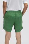 Shop_Terra Luna_Green 100% Linen Plain Shorts _at_Aza_Fashions