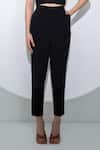 Buy_Pocketful Of Cherrie_Black Crepe Plain High Waist Straight Trouser  _Online_at_Aza_Fashions