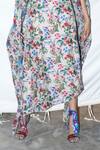 Shop_Anamika Khanna_White Silk Printed Dress With Cape_Online_at_Aza_Fashions