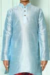 Arihant Rai Sinha_Blue Dupion Art Silk Patterned Kurta _Online_at_Aza_Fashions