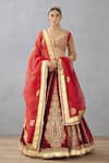 Buy_Torani_Red Lehenga And Blouse Silk Velvet Embroidered Dori Sindoori Dhwani Bridal Set _at_Aza_Fashions