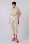 Buy_Tussah By Siddhi Shah_Off White Handloom Cotton Cut Work Collared Shirt And Pant Set _Online_at_Aza_Fashions