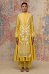 Buy_Devnaagri_Yellow Organza, , Shantoon, Embroidered Jacket And Anarkali Set _Online_at_Aza_Fashions