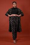 Rimi Nayak_Black Modal, Satin, Cotton, Silk Assorted Floral Print Anti-fit Long Jacket _Online_at_Aza_Fashions