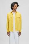 Terra Luna_Yellow Organic Handloom Cotton Plain Bellatrik Shirt _Online_at_Aza_Fashions