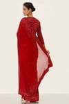 Shop Nakul Sen Red Chiffon Sequin Embellished Saree With Blouse at Aza Fashions Shop_Nakul Sen_Red Chiffon Sequin Embellished Saree With Blouse_at_Aza_Fashions
