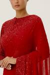 Shop Nakul Sen Red Chiffon Sequin Embellished Saree With Blouse Online at Aza Fashions Shop_Nakul Sen_Red Chiffon Sequin Embellished Saree With Blouse_Online_at_Aza_Fashions