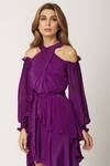 World Of RA_Purple 100% Viscose Plain Halter Neck Dress_Online_at_Aza_Fashions