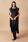 Buy_AMPM_Black Cupro Viscose Ila Corded Saree Gown_Online_at_Aza_Fashions
