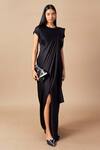 Shop_AMPM_Black Cupro Viscose Ila Corded Saree Gown_Online_at_Aza_Fashions