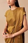 Shop_AMPM_Brown Cupro Viscose Ila Corded Saree Gown_Online_at_Aza_Fashions