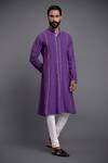 Buy_Raghavendra Rathore Jodhpur_Purple Silk Embroidery Thread Kurta _at_Aza_Fashions