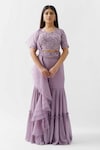 Buy_suruchi parakh_Purple Georgette Crepe And Soft Organza Lining Shantoon Crop Top & Sharara Set_Online_at_Aza_Fashions