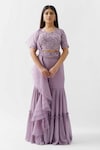 Buy_Suruchi Parakh_Purple Georgette Crepe And Soft Organza Lining Shantoon Crop Top & Sharara Set _Online_at_Aza_Fashions