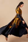 AMPM_Black Satin Organza Helen Printed Dress_Online_at_Aza_Fashions