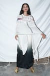 Buy_Anamika Khanna_White Printed Silk Top And Ombre Skirt_at_Aza_Fashions