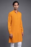 Buy_Raghavendra Rathore Jodhpur_Orange Cotton Embroidery Thread Kurta _Online_at_Aza_Fashions