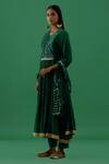 5elements_Green Cotton Embellishment Mirror And Ghungroo Round Work Anarkali Set _Online_at_Aza_Fashions