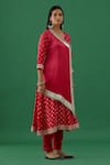 Buy_5elements_Pink Modal Satin Woven Bandhani V Neck Pattern Anarkali Set With Pant _Online_at_Aza_Fashions