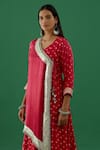 Shop_5elements_Pink Modal Satin Woven Bandhani V Neck Pattern Anarkali Set With Pant _Online_at_Aza_Fashions