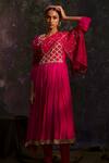 Shop_5elements_Pink Silk Embroidery Pearls Round Neck Bodice Anarkali Set _Online_at_Aza_Fashions