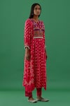 Shop_5Elements_Pink Modal Satin Printed Bandhani Round Hand Stitched Anarkali And Pant Set _Online_at_Aza_Fashions