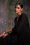 Buy_5Elements_Black Cotton Embellished Ghungroo Round Hand Stitched Anarkali And Pant Set _Online_at_Aza_Fashions