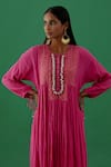Buy_5Elements_Pink Cotton Embellished Ghungroo Round Hand Stitched Anarkali And Pant Set _Online_at_Aza_Fashions