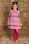 Buy_The Pony & Peony Co._Pink Silk, Cotton, Lycra Foil Printing, Gota Patti Printed Kurta Set _Online_at_Aza_Fashions