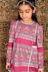 Shop_The Pony & Peony Co._Pink Silk, Cotton, Lycra Foil Printing, Gota Patti Printed Kurta Set _Online_at_Aza_Fashions
