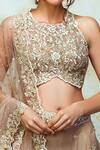 Izzumi Mehta_Beige Lehenga And Blouse Organza Dupatta Net Round Embroidered Bridal Set _Online_at_Aza_Fashions
